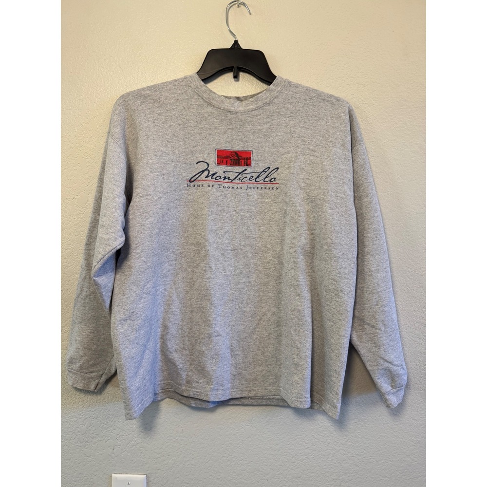Vintage Hanes Monticello Thomas Jefferson Sweatshirt Gray Large Crewneck